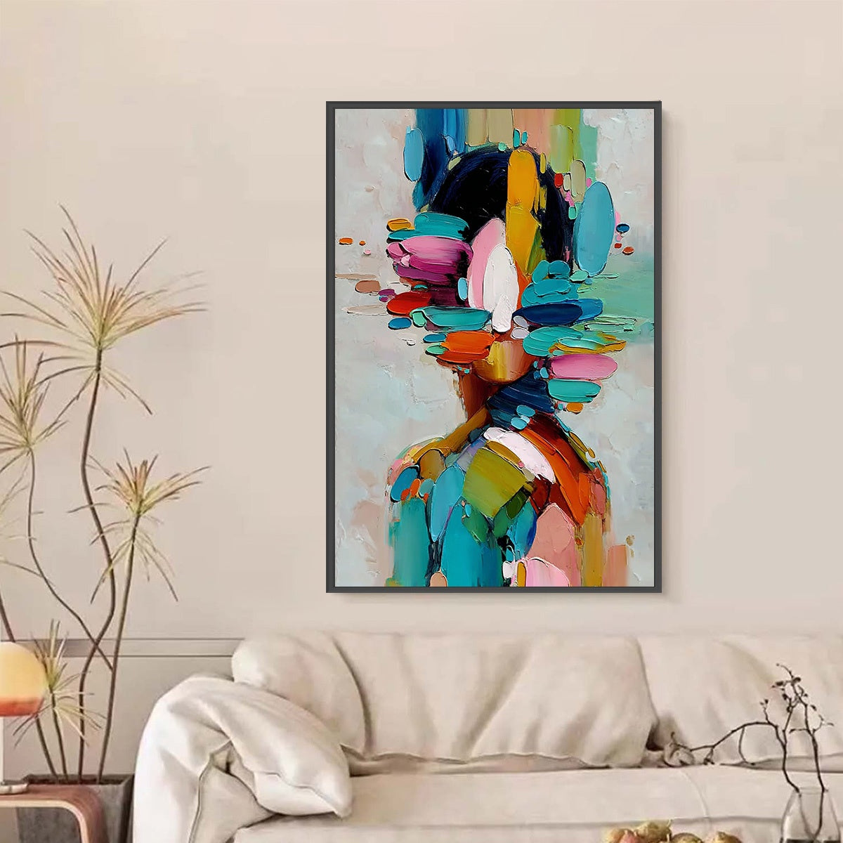 KALEIDOSCOPE SOUL: Colorful Abstract Portrait Impasto Style Wall Art - Image 2