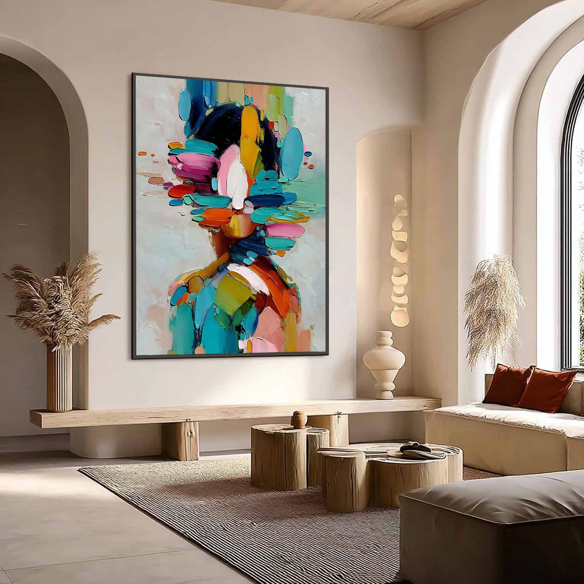 KALEIDOSCOPE SOUL: Colorful Abstract Portrait Impasto Style Wall Art - Image 7