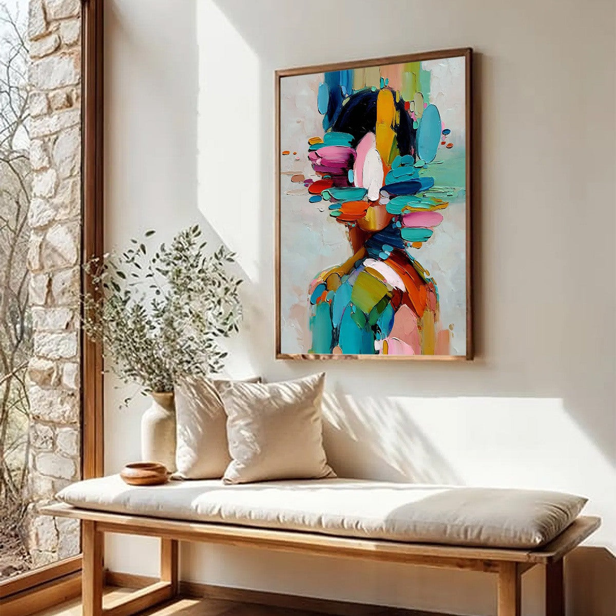 KALEIDOSCOPE SOUL: Colorful Abstract Portrait Impasto Style Wall Art - Image 8