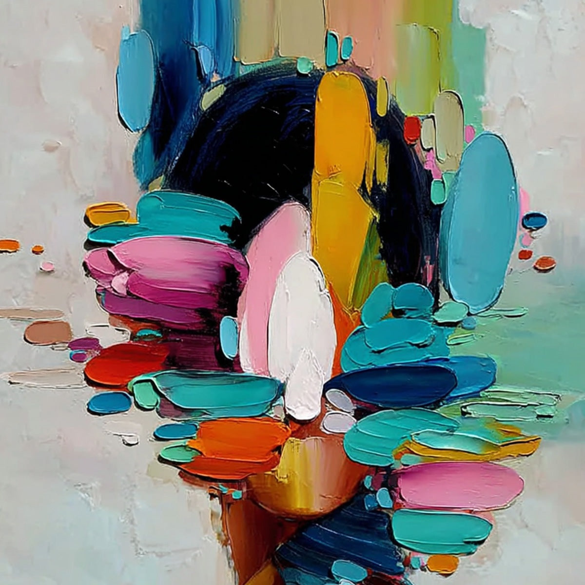 KALEIDOSCOPE SOUL: Colorful Abstract Portrait Impasto Style Wall Art - Image 3