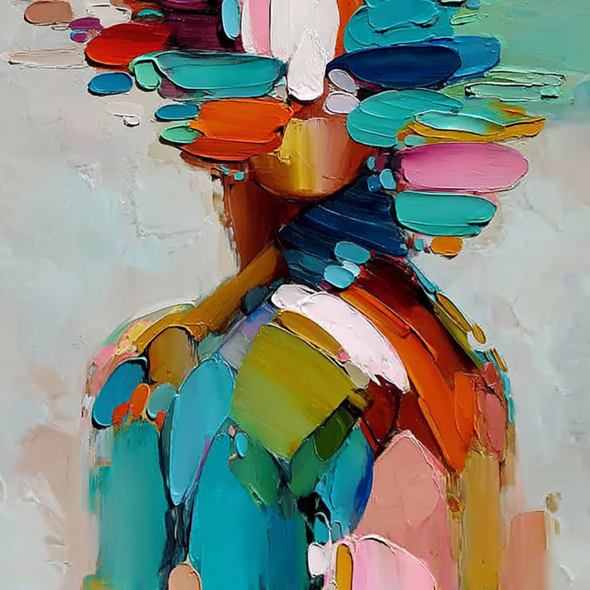 KALEIDOSCOPE SOUL: Colorful Abstract Portrait Impasto Style Wall Art - Image 5