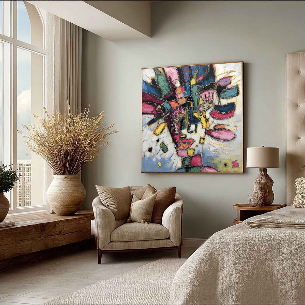 KALEIDOSCOPE SOUL: Large Colorful Abstract Portrait Impasto Painting - Image 8