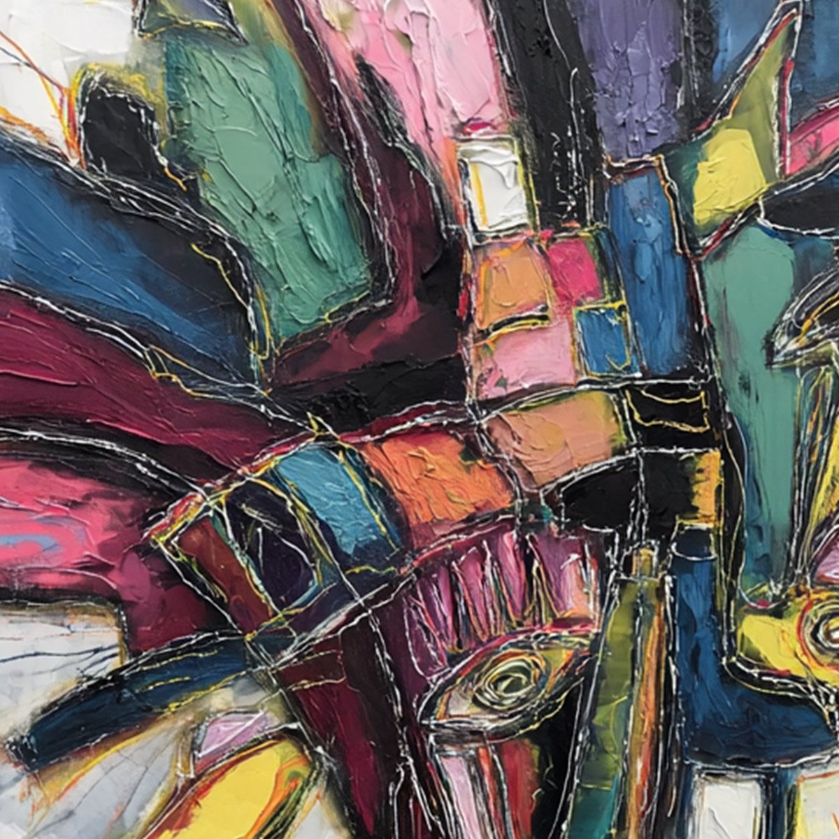 KALEIDOSCOPE SOUL: Large Colorful Abstract Portrait Impasto Painting - Image 3