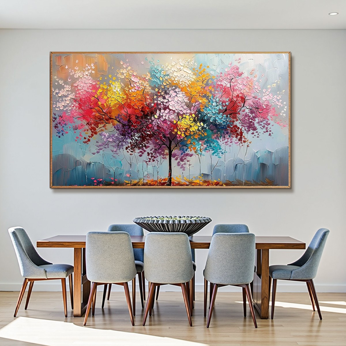 KALEIDOSCOPE DREAM: Textured Multicolored Tree Oil Painting - Image 2