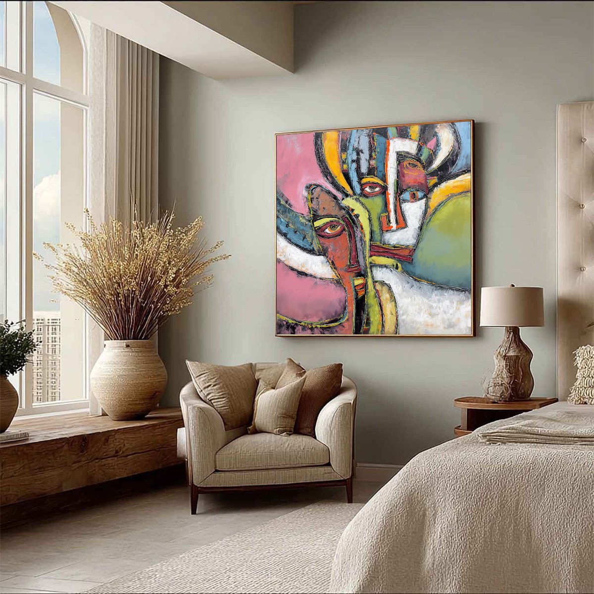 KINDRED SPIRITS: Colorful Abstract Impasto Portrait Oil Painting - Image 8