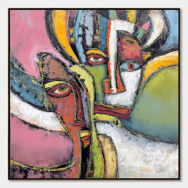 KINDRED SPIRITS: Colorful Abstract Impasto Portrait Oil Painting