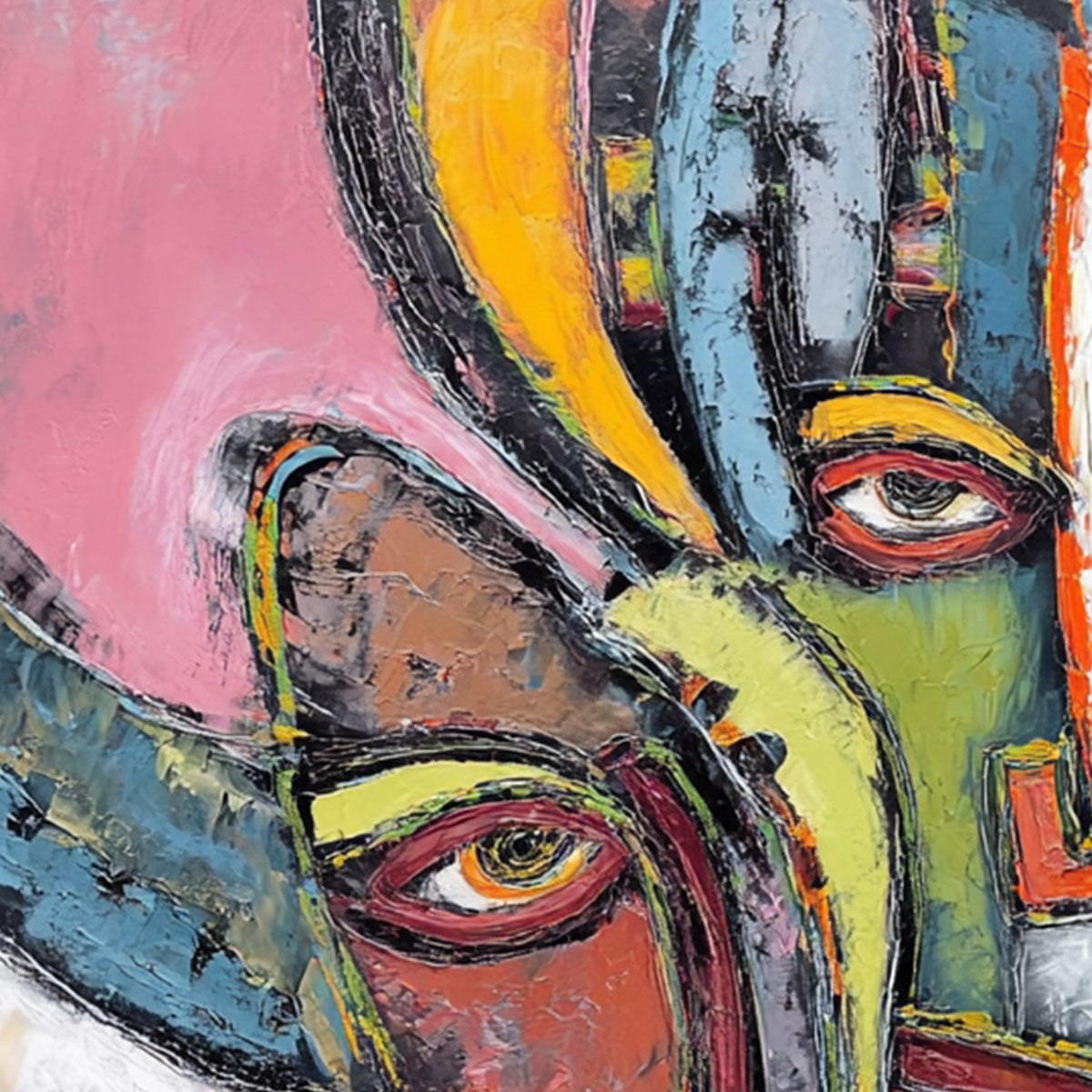 KINDRED SPIRITS: Colorful Abstract Impasto Portrait Oil Painting - Image 3