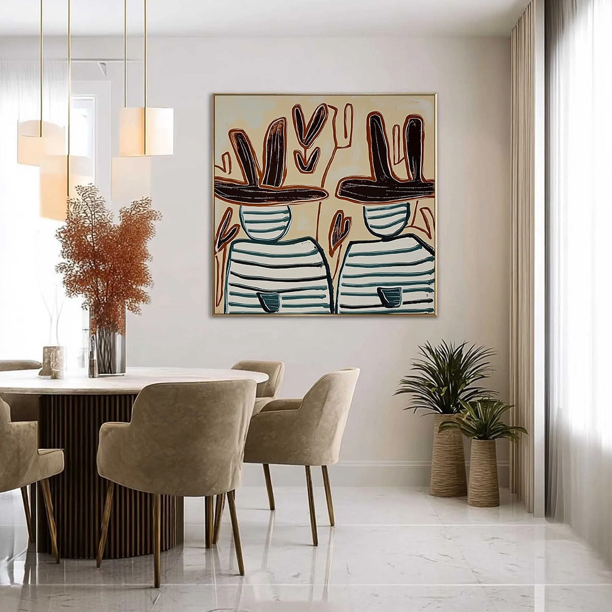 KINDRED SPIRITS: Modern Abstract Figurative Painting of Two Companions - Image 4