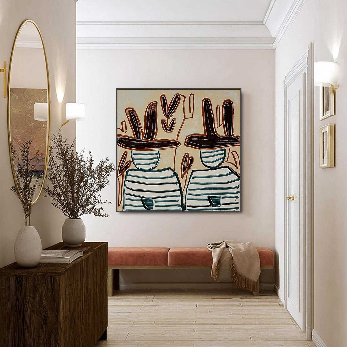 KINDRED SPIRITS: Modern Abstract Figurative Painting of Two Companions - Image 6