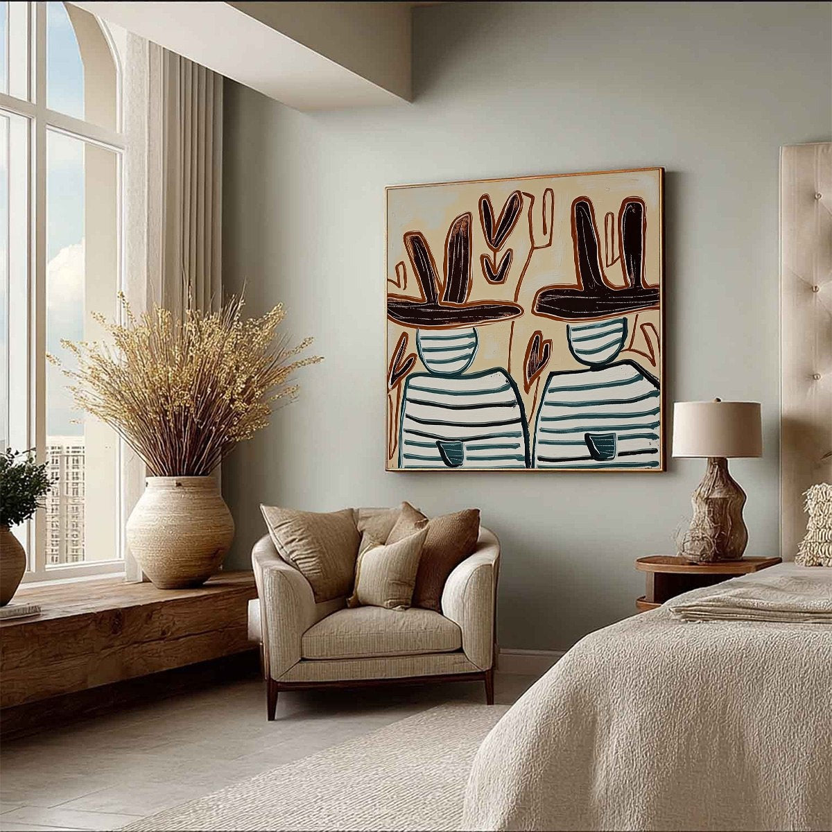KINDRED SPIRITS: Modern Abstract Figurative Painting of Two Companions - Image 8