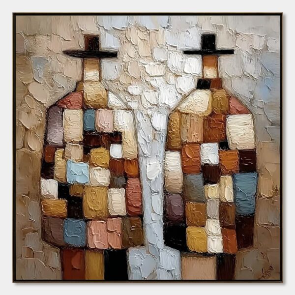 KINDRED SPIRITS: Textured Impasto Figurative Portrait Oil Painting
