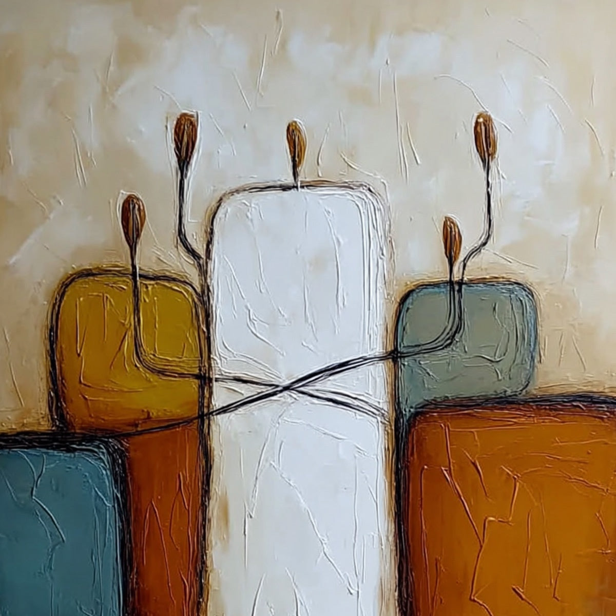 KINDRED: Textured Abstract Figurative Painting of Unity - Image 3