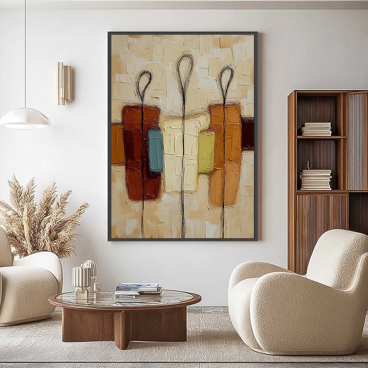 KINSHIP: Textured Abstract Figurative Painting of Three People - Image 4