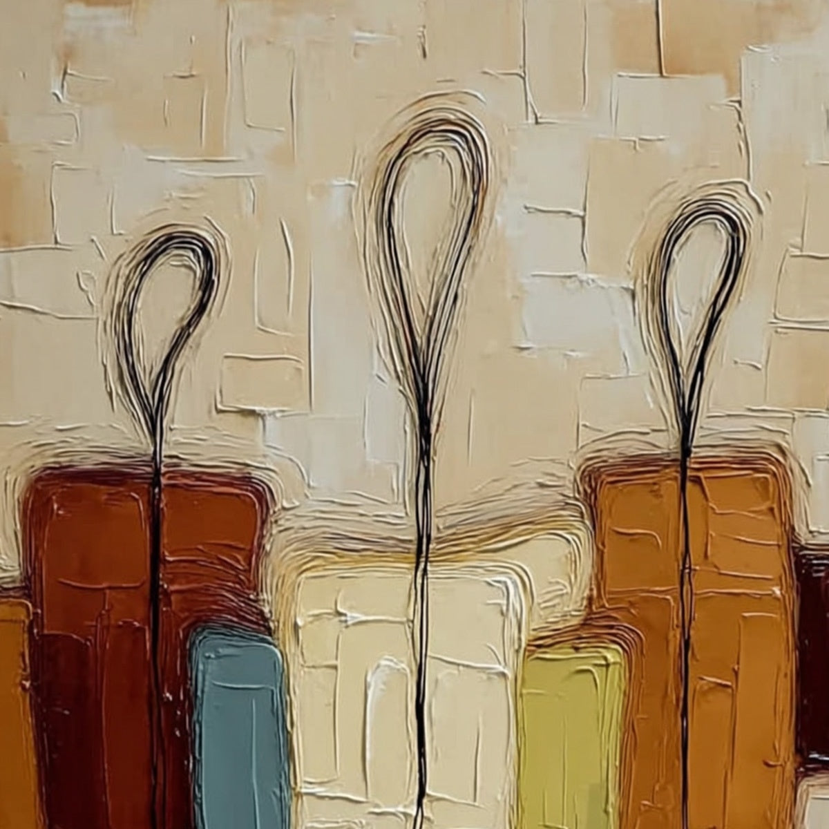 KINSHIP: Textured Abstract Figurative Painting of Three People - Image 3