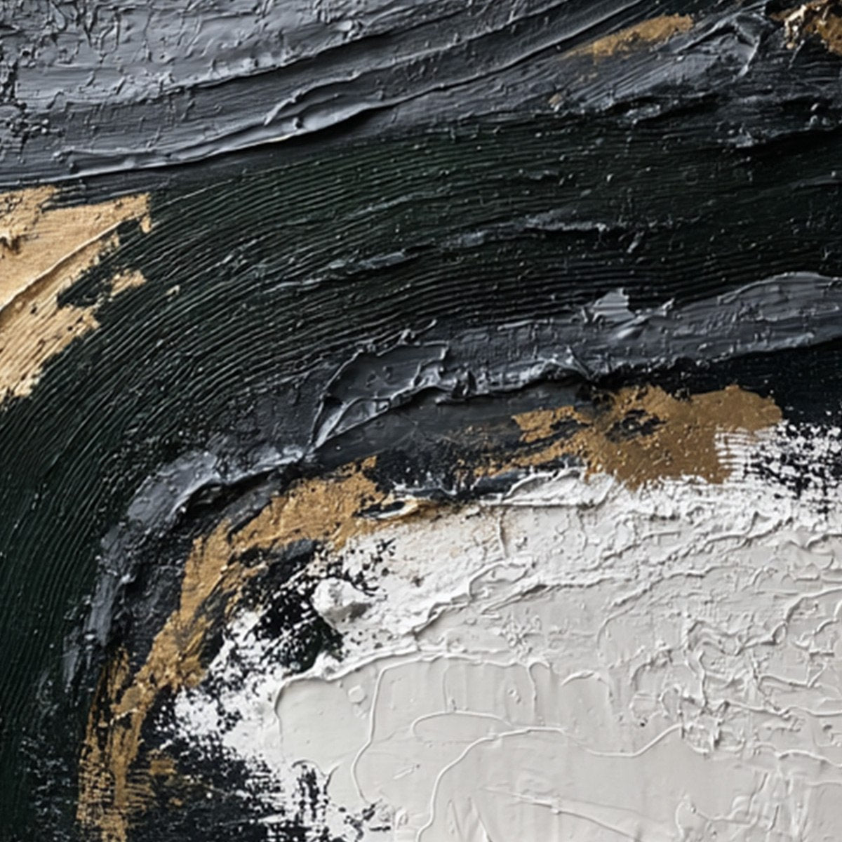 KINTSUGI RIFT: Textured Wabi Sabi Abstract Painting in Black and Gold - Image 3