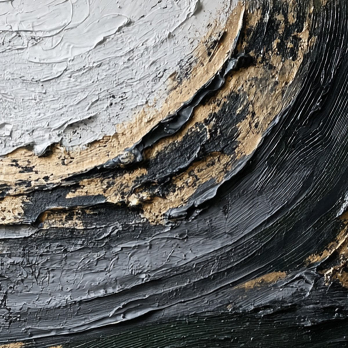 KINTSUGI RIFT: Textured Wabi Sabi Abstract Painting in Black and Gold - Image 5