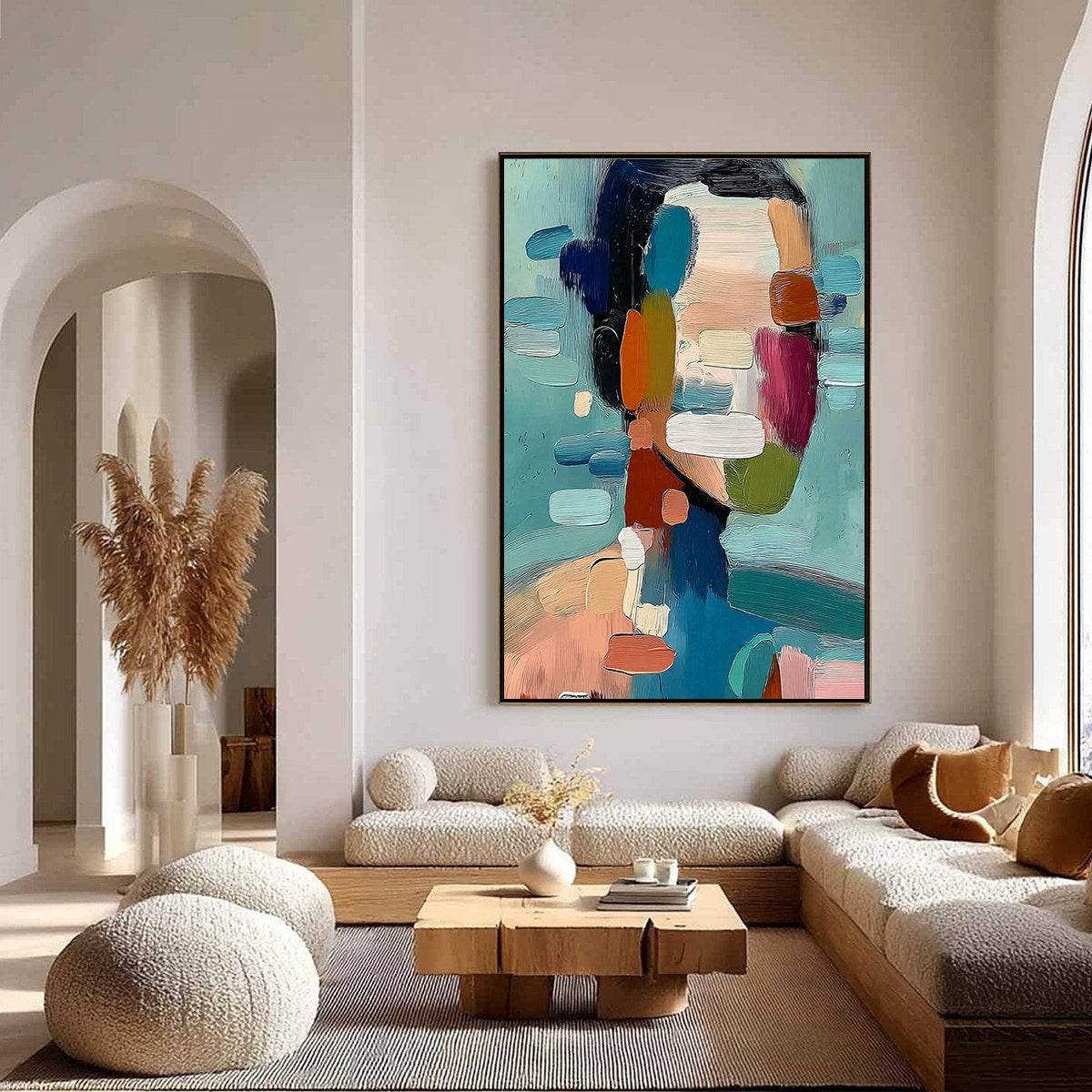 Kaleidoscope: Textured Abstract Portrait Oil Painting Wall Art - Image 4