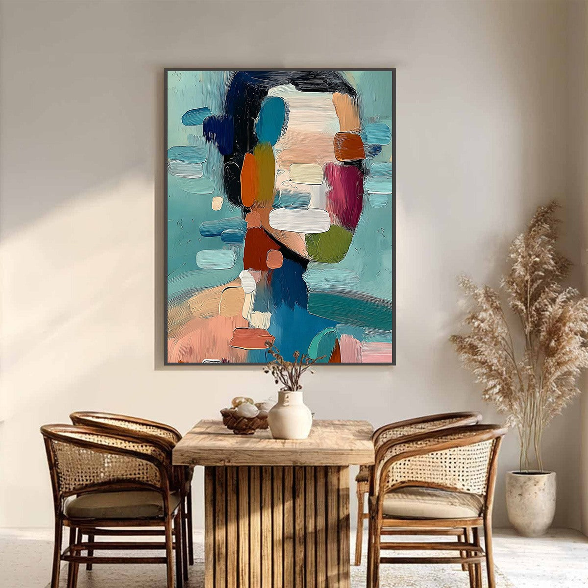 Kaleidoscope: Textured Abstract Portrait Oil Painting Wall Art - Image 6