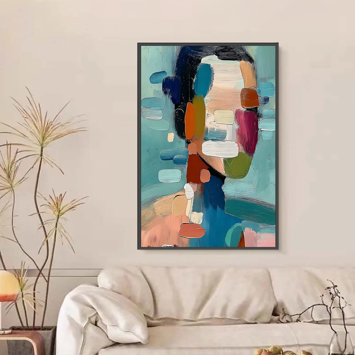 Kaleidoscope: Textured Abstract Portrait Oil Painting Wall Art - Image 2