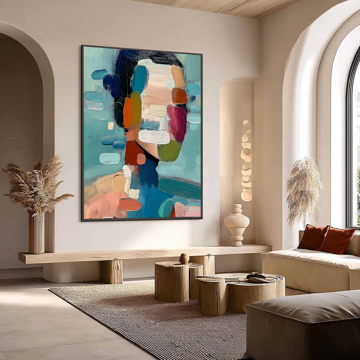 Kaleidoscope: Textured Abstract Portrait Oil Painting Wall Art - Image 7