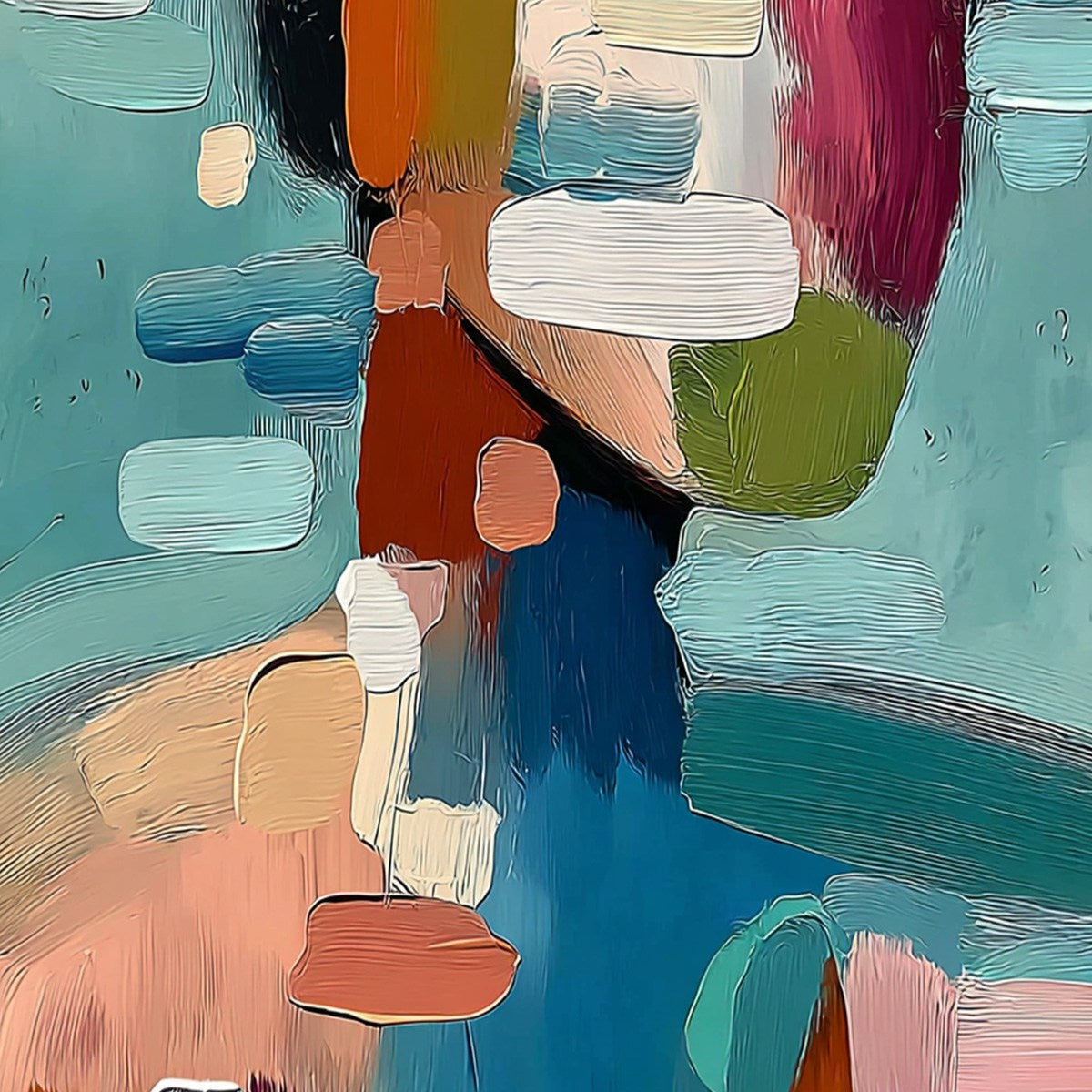 Kaleidoscope: Textured Abstract Portrait Oil Painting Wall Art - Image 5