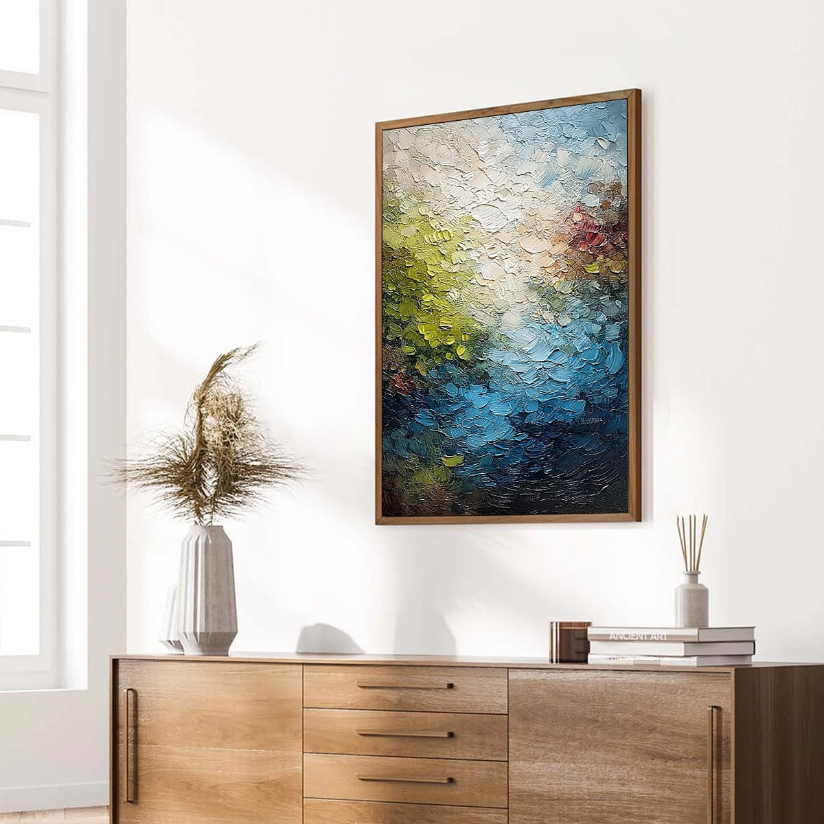 LAKESIDE REVERIE: Textured Abstract Landscape Impasto Oil Painting - Image 8