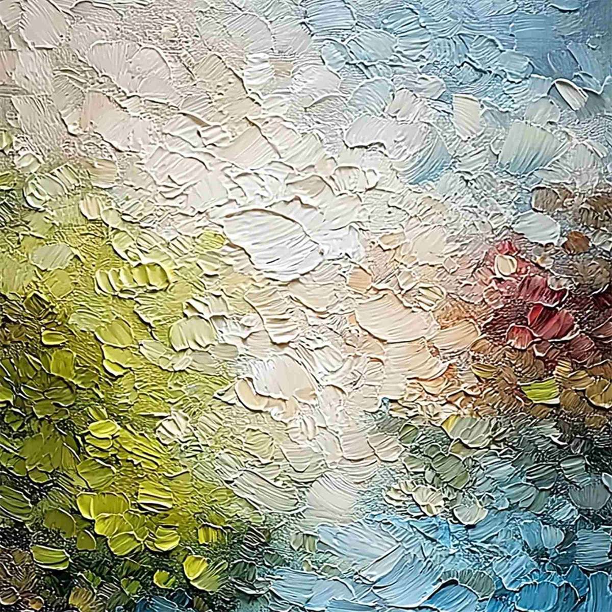 LAKESIDE REVERIE: Textured Abstract Landscape Impasto Oil Painting - Image 5