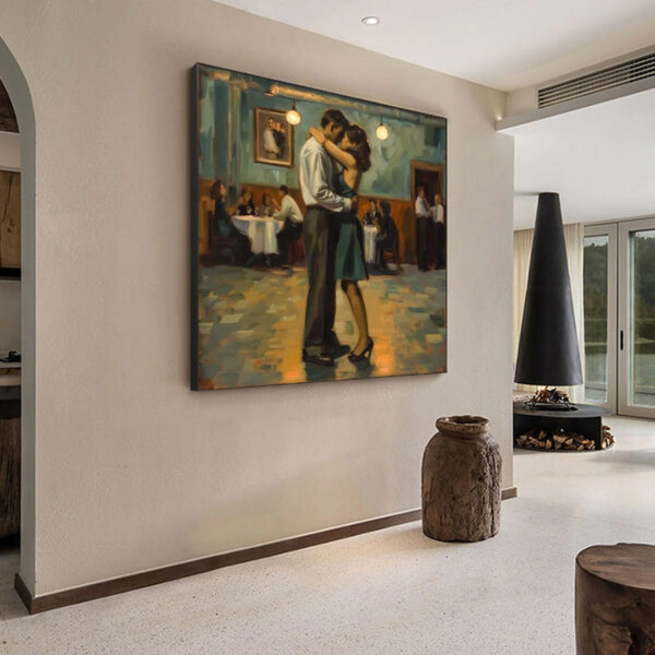 LAST DANCE: Romantic Figurative Oil Painting of Couple Dancing
