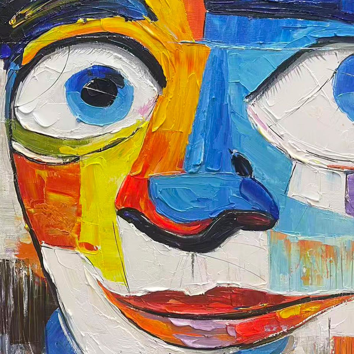 LAUGHING EYES: Textured Impasto Clown Portrait Oil Painting - Image 3