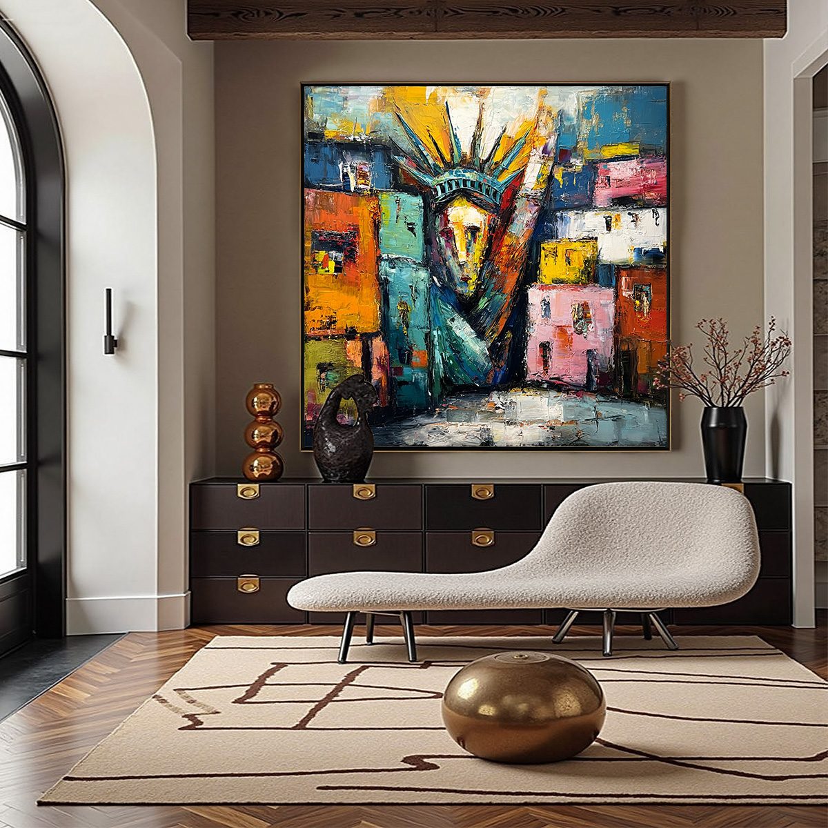 LIBERTY IGNITED: Abstract Textured Painting of an Iconic Landmark - Image 4