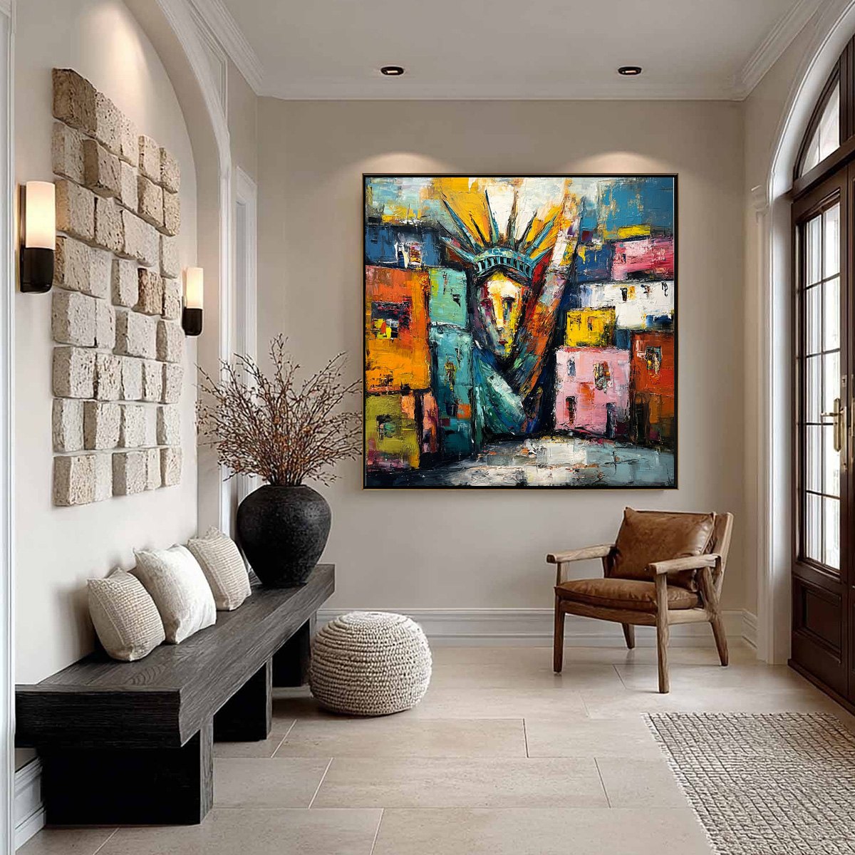 LIBERTY IGNITED: Abstract Textured Painting of an Iconic Landmark - Image 6