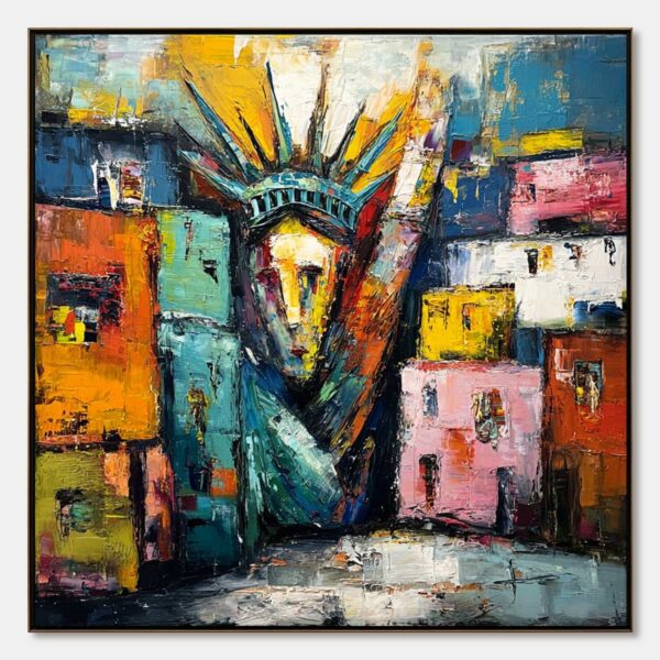 LIBERTY IGNITED: Abstract Textured Painting of an Iconic Landmark