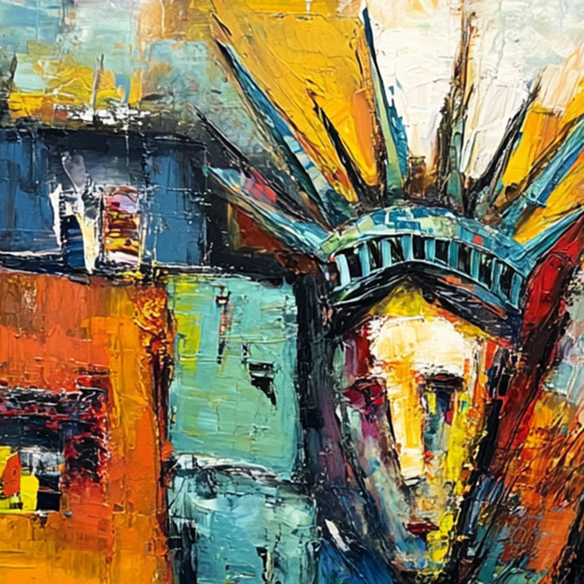 LIBERTY IGNITED: Abstract Textured Painting of an Iconic Landmark - Image 5
