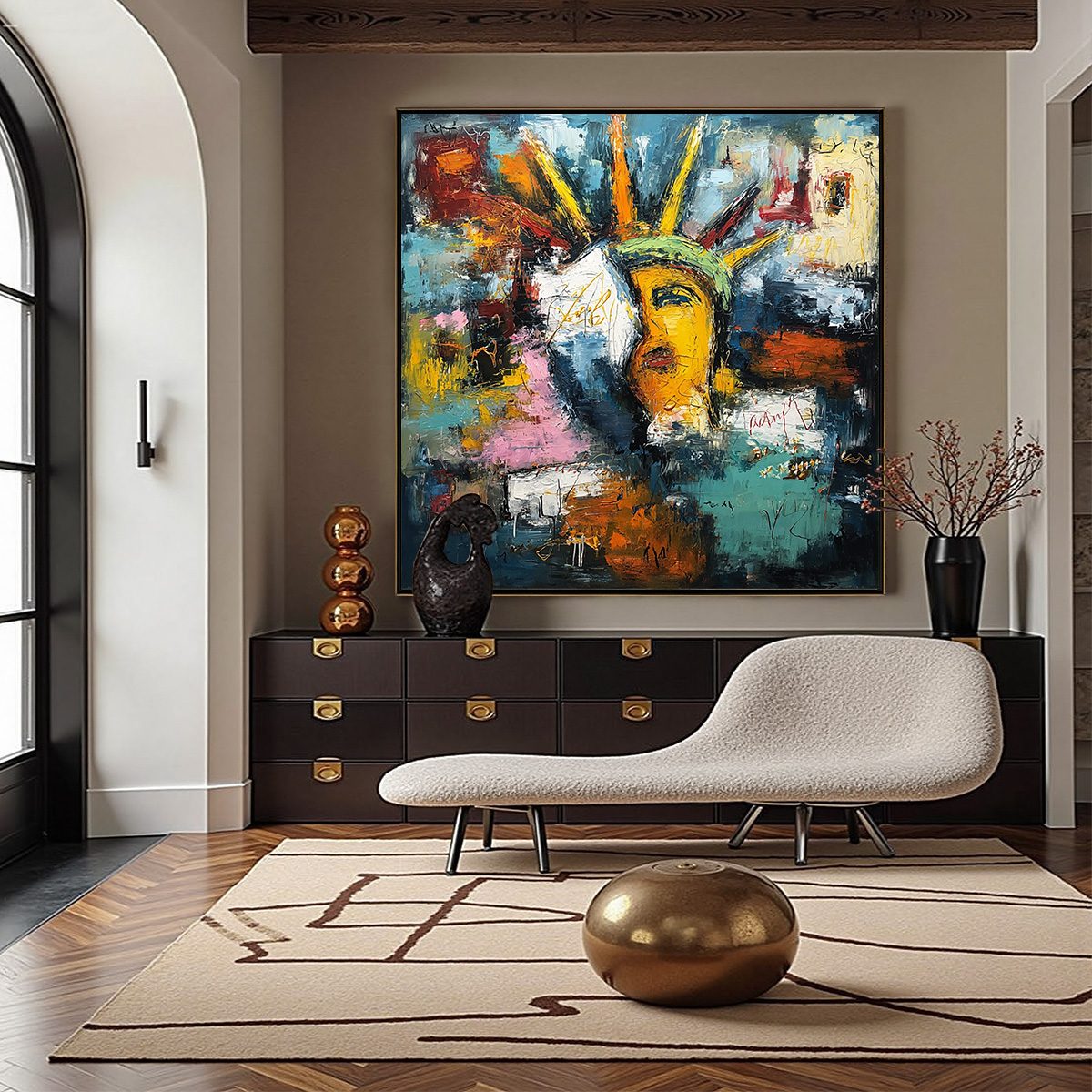 LIBERTY UNLEASHED: Vibrant Abstract Palette Knife Painting of a Modern Icon - Image 4
