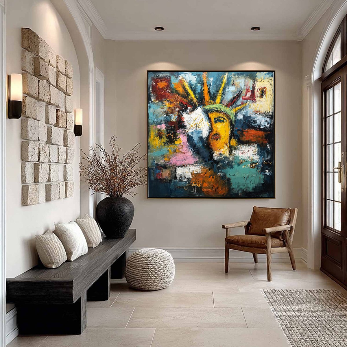 LIBERTY UNLEASHED: Vibrant Abstract Palette Knife Painting of a Modern Icon - Image 6