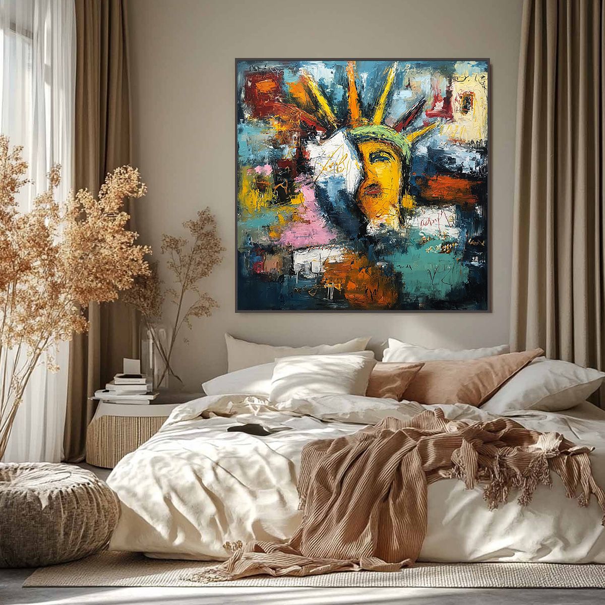 LIBERTY UNLEASHED: Vibrant Abstract Palette Knife Painting of a Modern Icon - Image 2