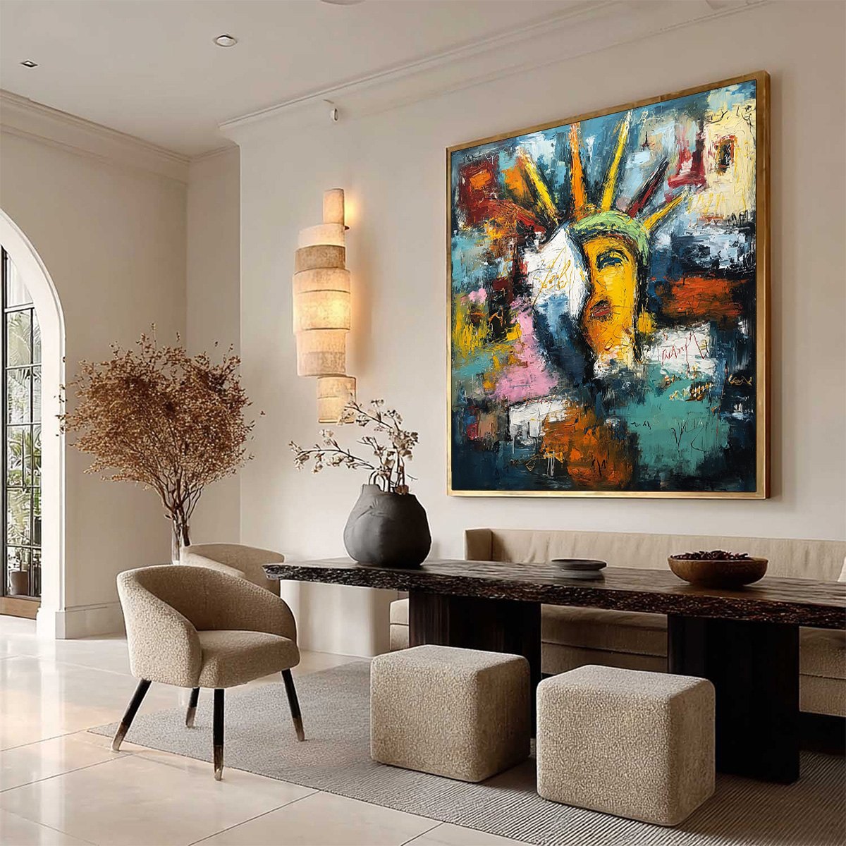 LIBERTY UNLEASHED: Vibrant Abstract Palette Knife Painting of a Modern Icon - Image 8