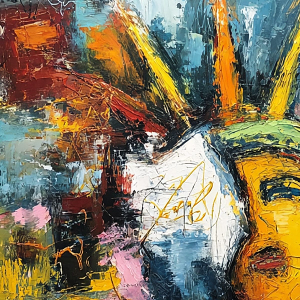LIBERTY UNLEASHED: Vibrant Abstract Palette Knife Painting of a Modern Icon - Image 5
