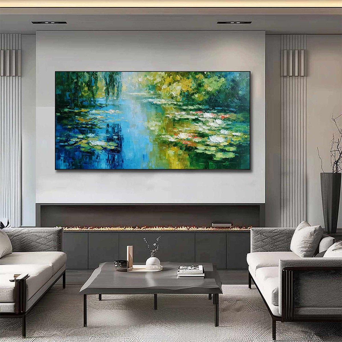 LILY POND REVERIE: Textured Impressionist Water Lilies Oil Painting - Image 2