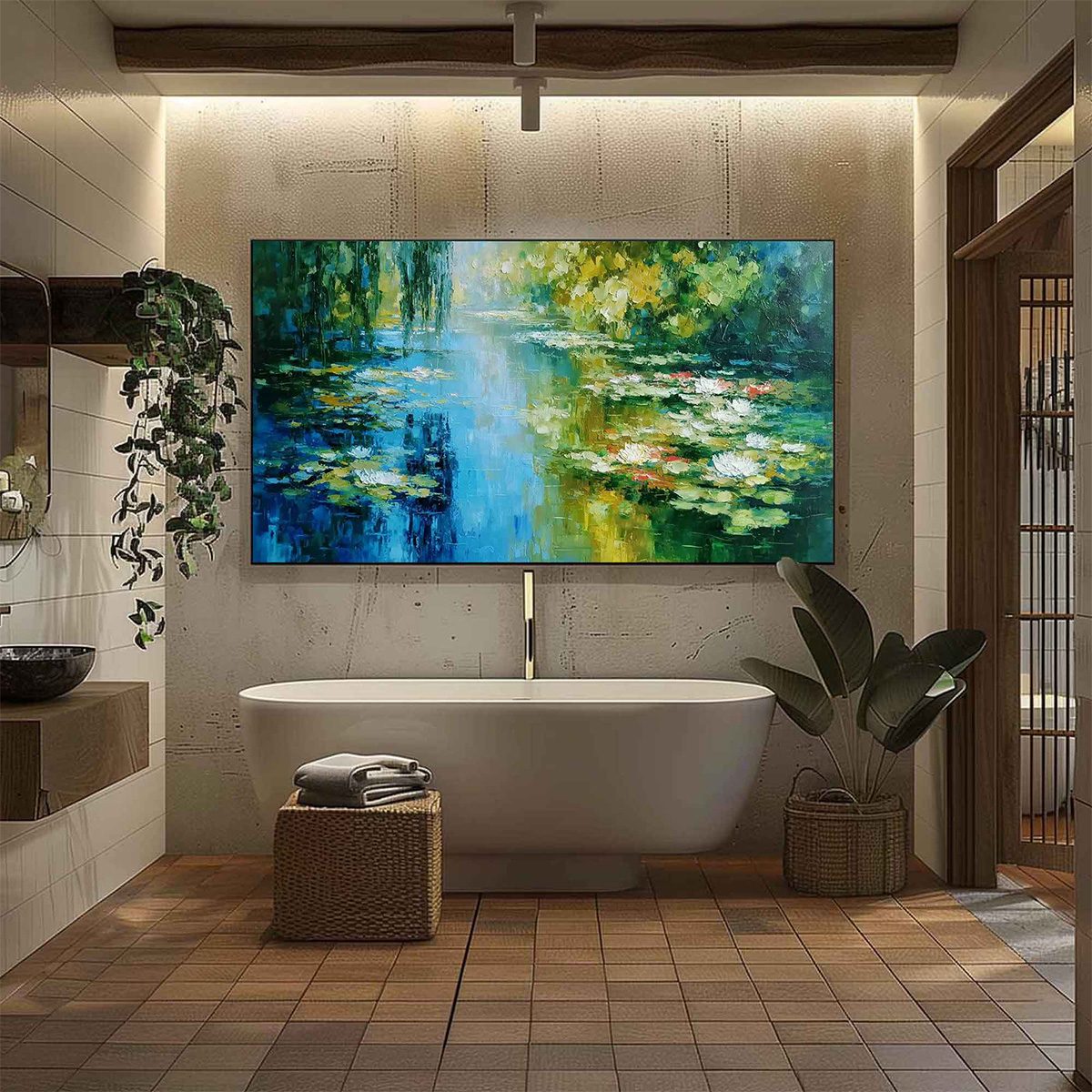 LILY POND REVERIE: Textured Impressionist Water Lilies Oil Painting - Image 6