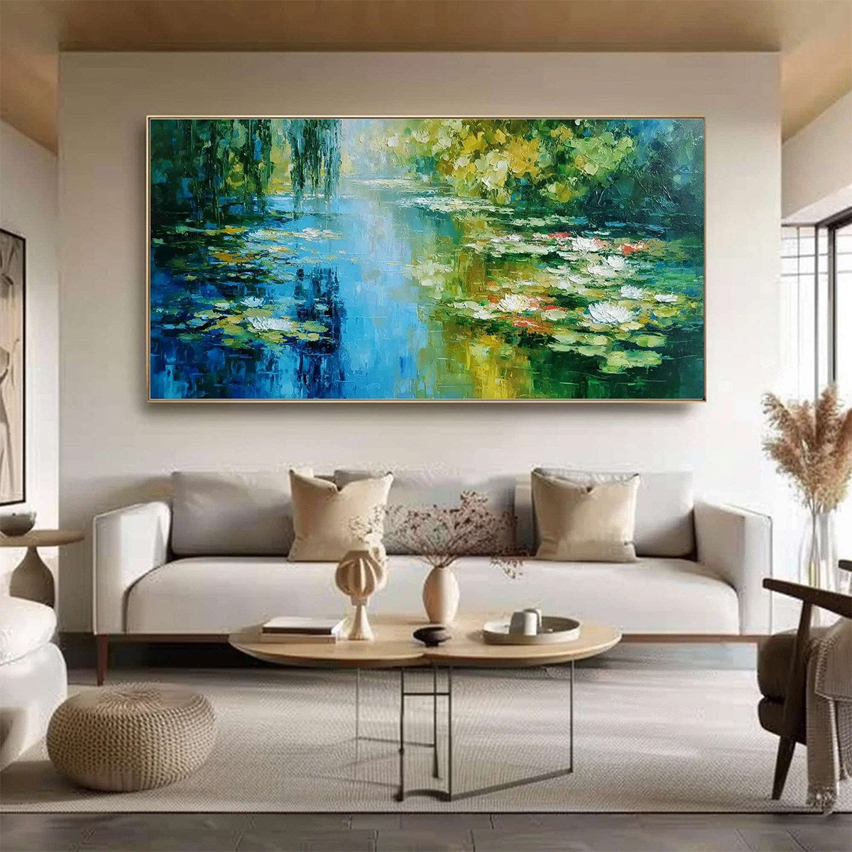 LILY POND REVERIE: Textured Impressionist Water Lilies Oil Painting - Image 4