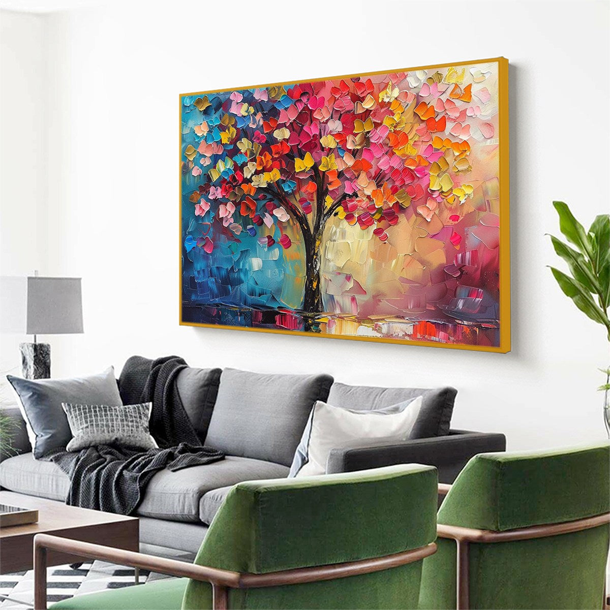 LIVING RAINBOW: Textured Impasto Tree of Life Oil Painting - Image 4