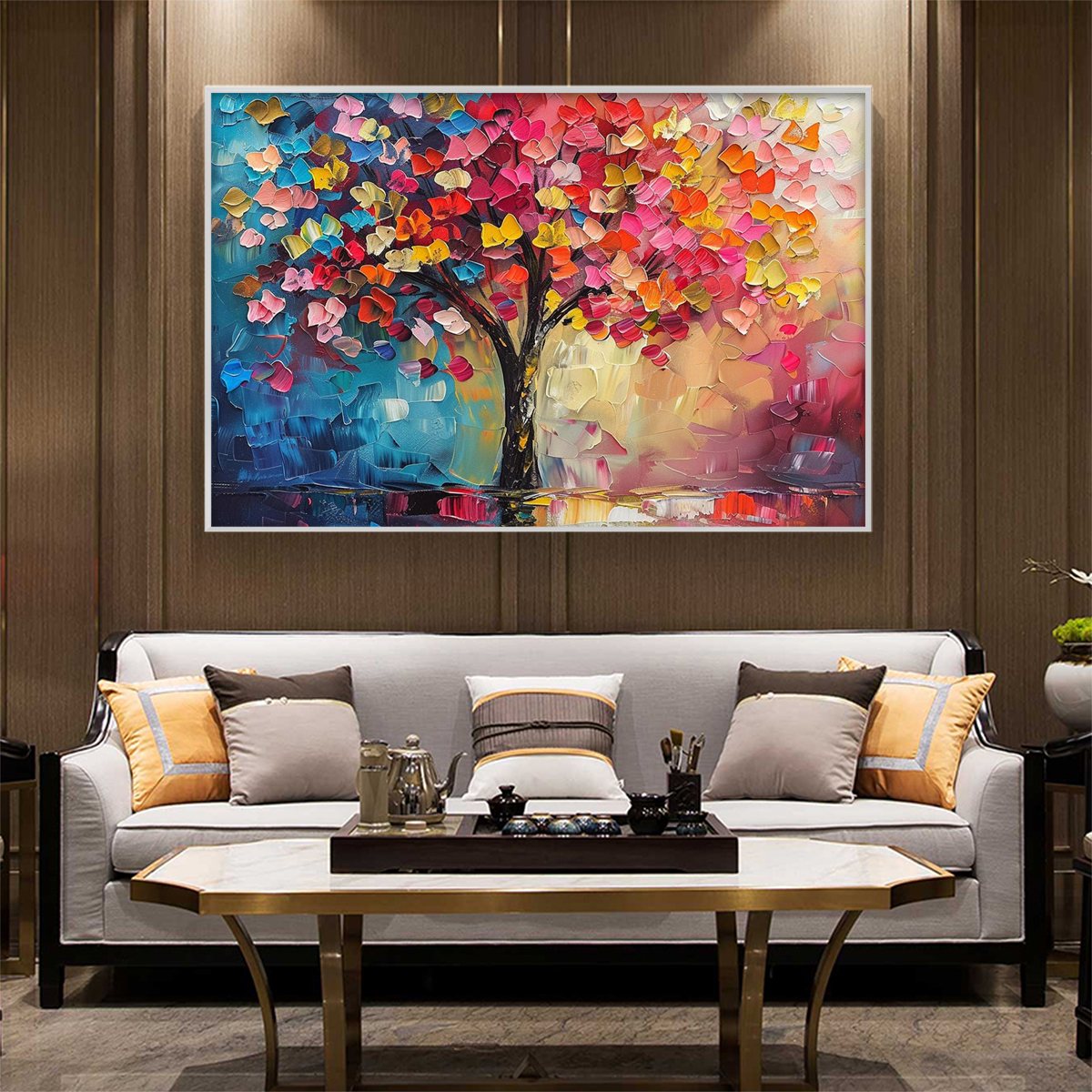LIVING RAINBOW: Textured Impasto Tree of Life Oil Painting - Image 6