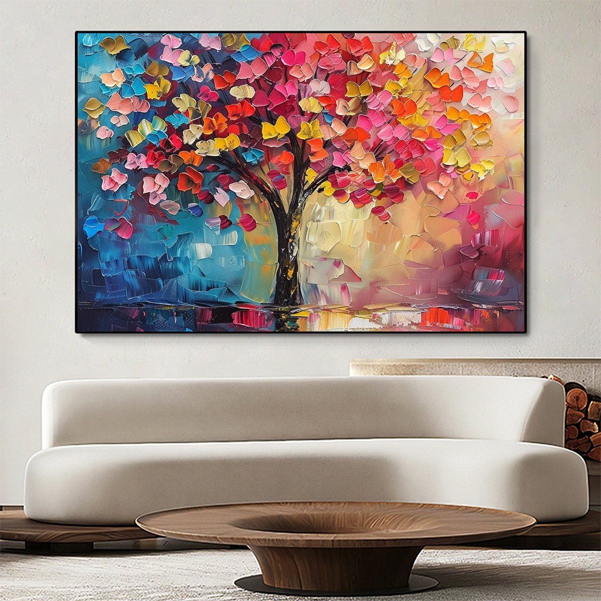 LIVING RAINBOW: Textured Impasto Tree of Life Oil Painting - Image 2