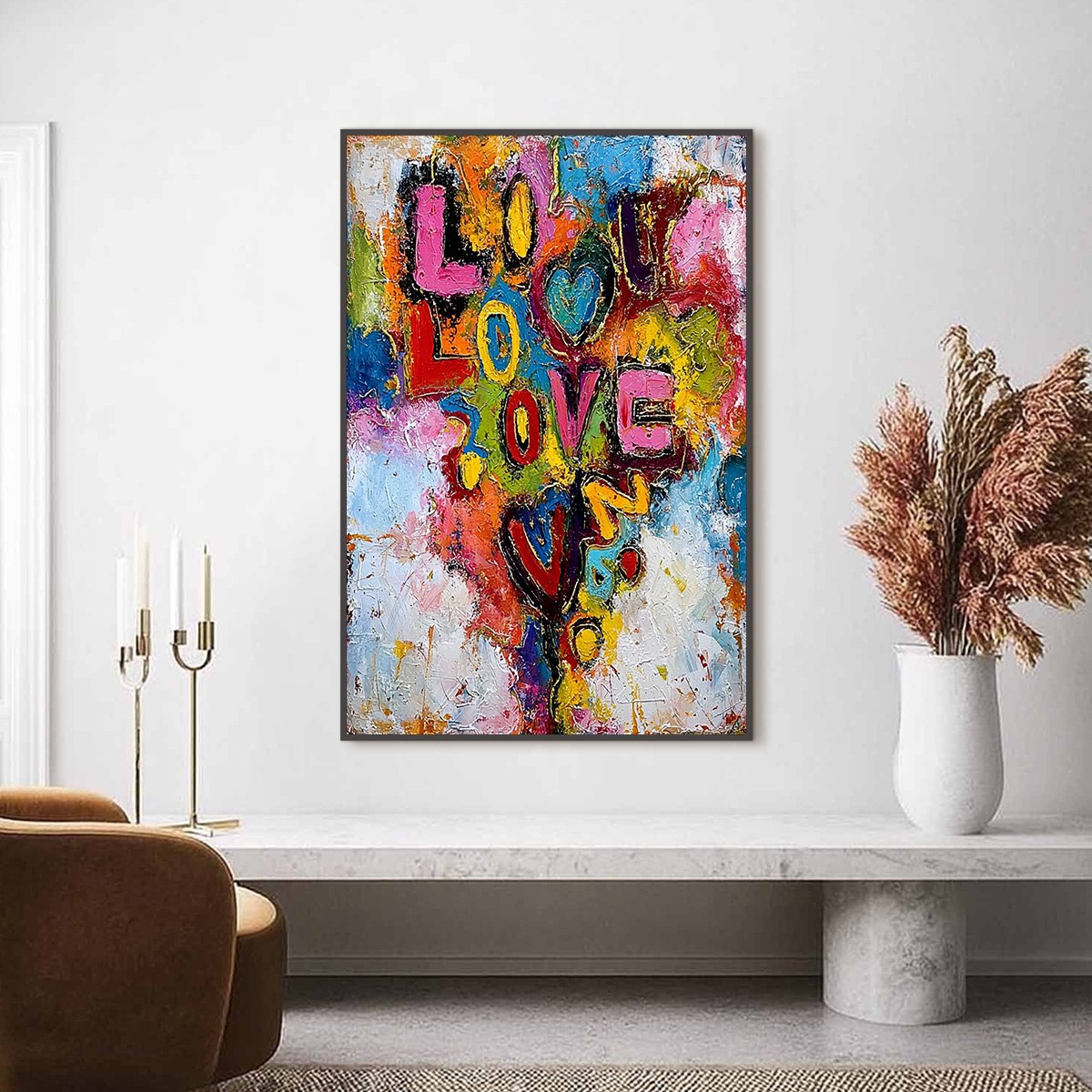 LOVE CASCADE: Colorful Textured Abstract Love Graffiti Wall Art - Image 2