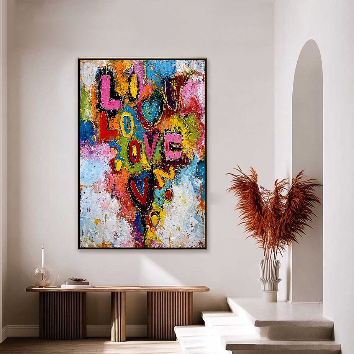 LOVE CASCADE: Colorful Textured Abstract Love Graffiti Wall Art - Image 4