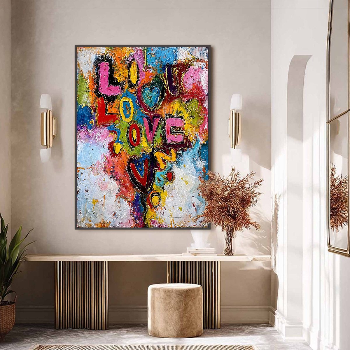 LOVE CASCADE: Colorful Textured Abstract Love Graffiti Wall Art - Image 6
