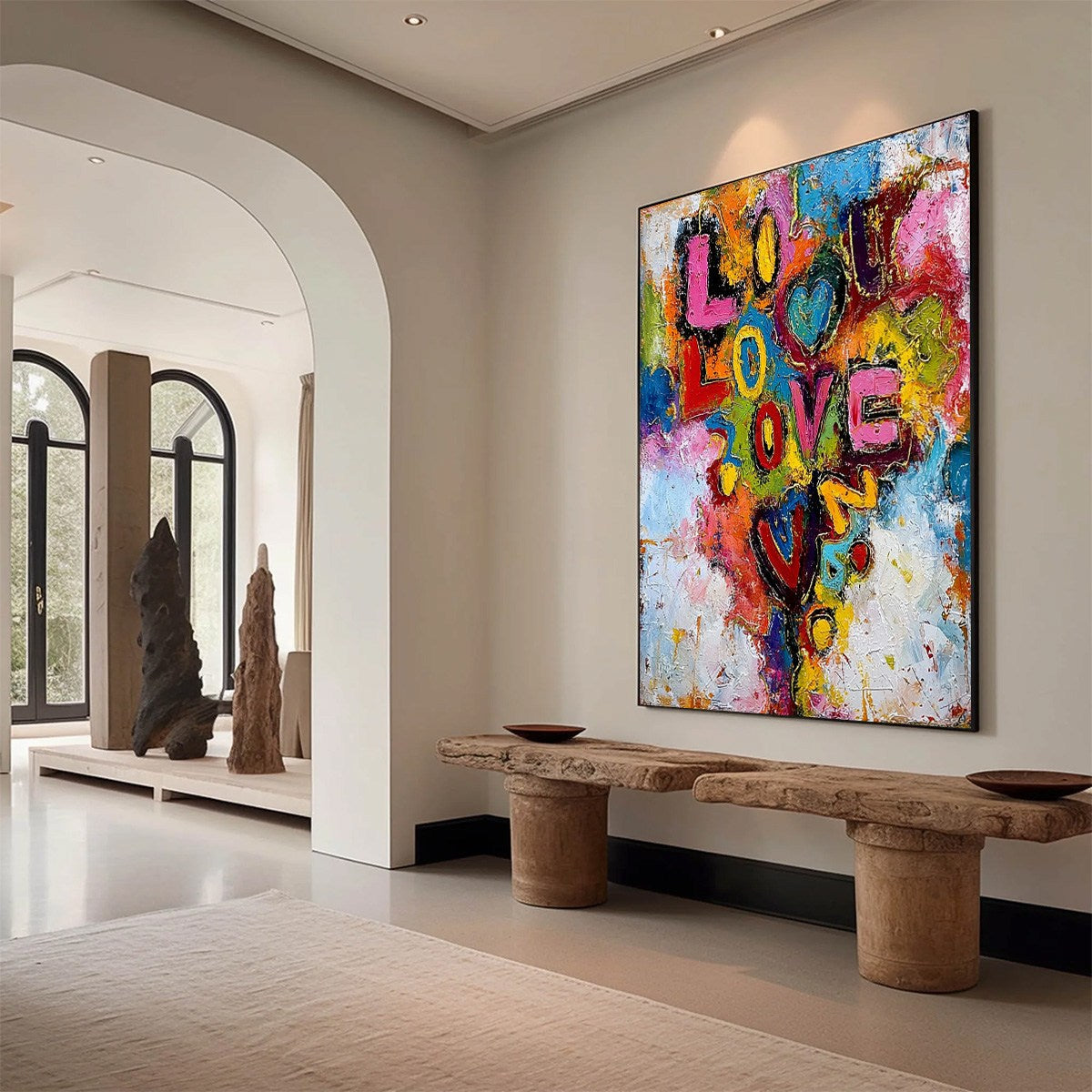 LOVE CASCADE: Colorful Textured Abstract Love Graffiti Wall Art - Image 7