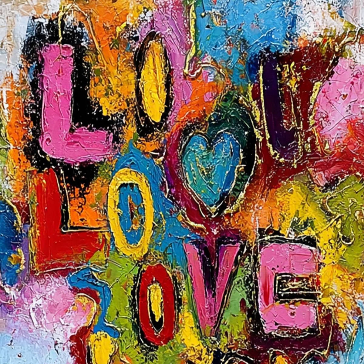 LOVE CASCADE: Colorful Textured Abstract Love Graffiti Wall Art - Image 3