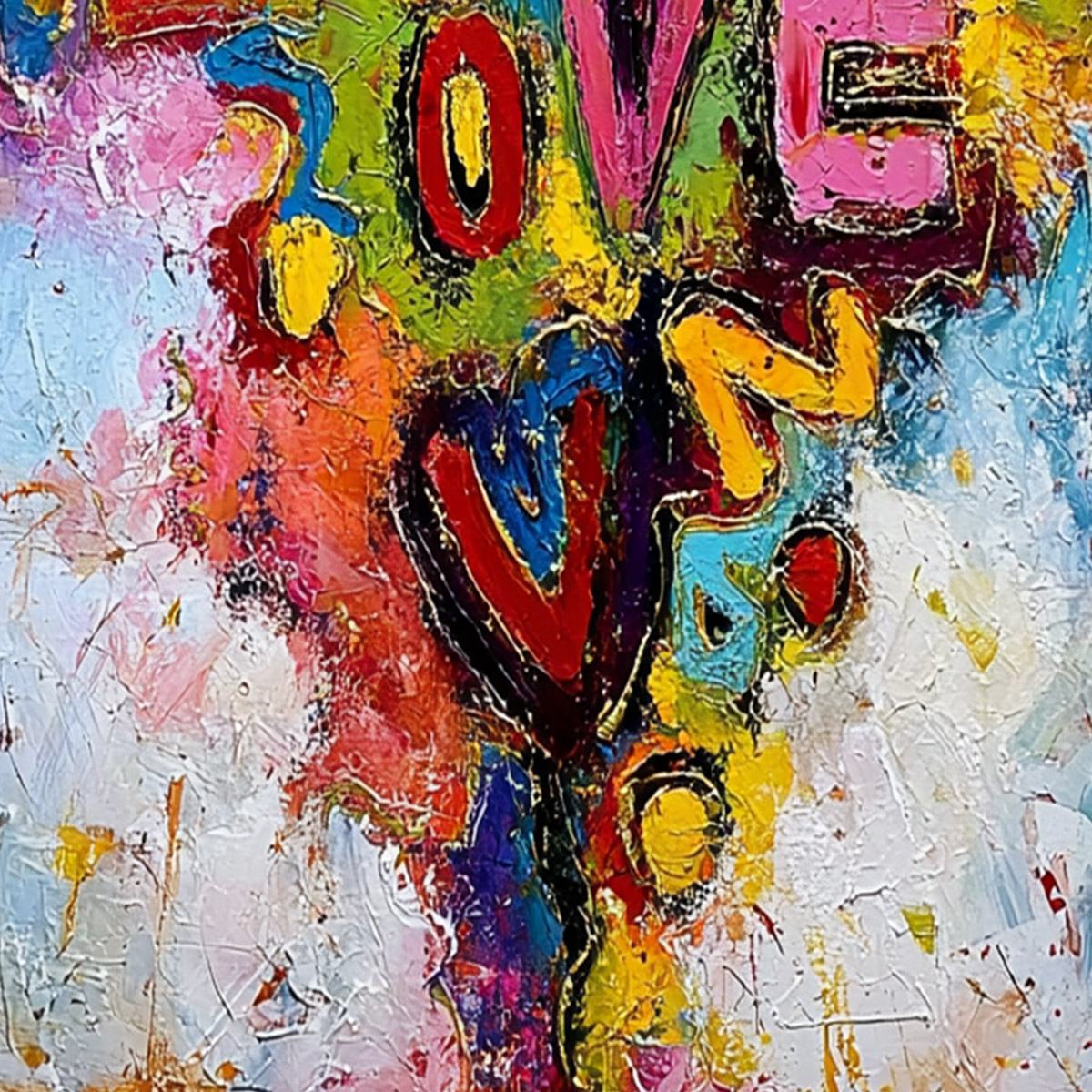 LOVE CASCADE: Colorful Textured Abstract Love Graffiti Wall Art - Image 5